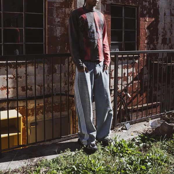 Wholesale Streetwear Patchwork Long Sleeve Shirt Color Block Screen Print T Shit Sweatshirt Tee Cut and Sew Raw Hem Sweat Shirt