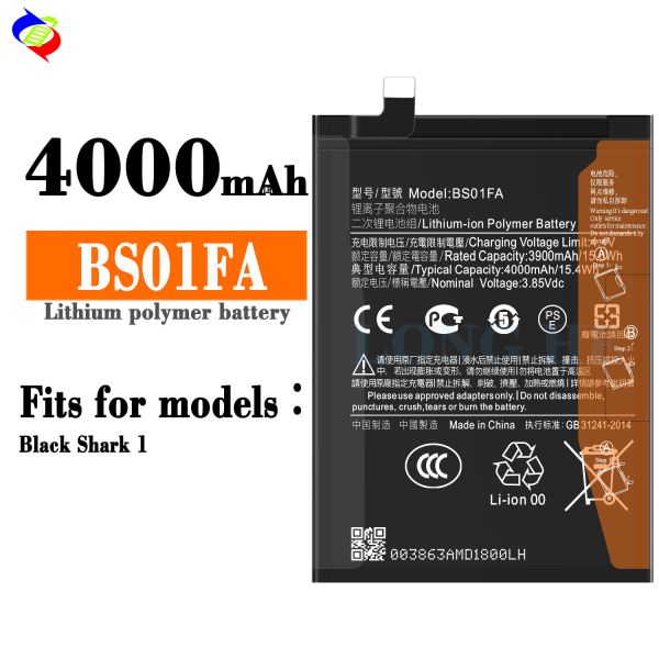 Bateria de polímero de lítio de alta capacidade para Xiaomi Black Shark 1 Baterias de telefone de 4000mAh