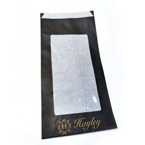 Food Grade Flat Bottom Paper Bag Black Paper Bread Bags With Window
