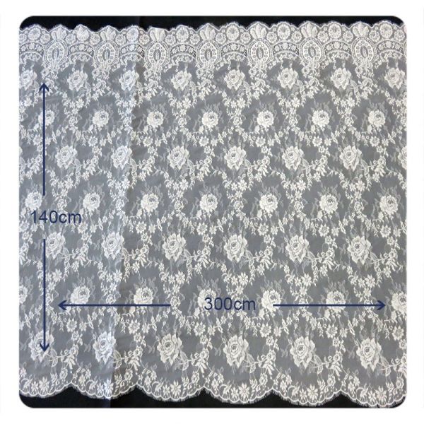 Modern Bridal Allover Floral Chantilly Scalloped Lace Dress Fabric