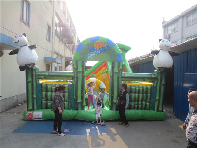 Commercial Factory Sale of Large Panda Jumpers Inflatable Bounce House Kids' Bouncy Castle with Slide Inflatable Playground