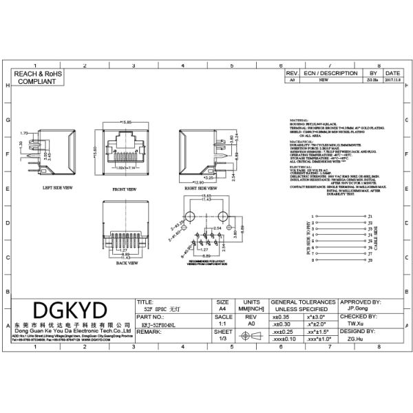 12.9mm Height Extra Low Vertical Insertion Rj45 Lan Jack Top Entry Keystone Jack