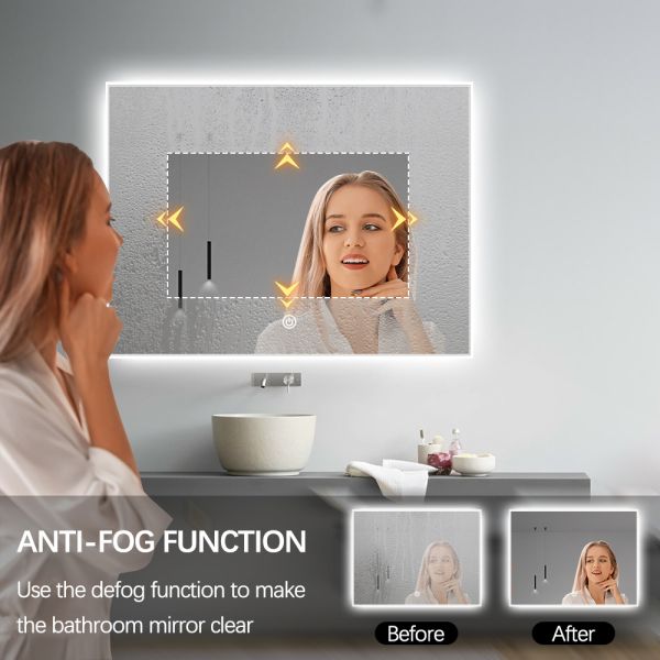Acrylic Frame Smart Touch LED Demister Mirror , Bathroom Mirror With Lights And Demister