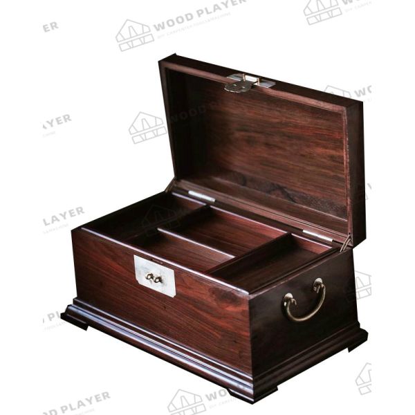 Boîte en bois faite sur commande polie de rectangle d'arts et de métiers de boisage petite avec le couvercle articulé