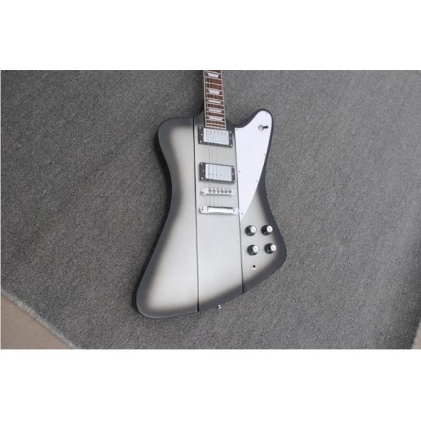 Lines up silver top Firebird Electric Guitar set-in neck style firebird custom guitar black edges firebird