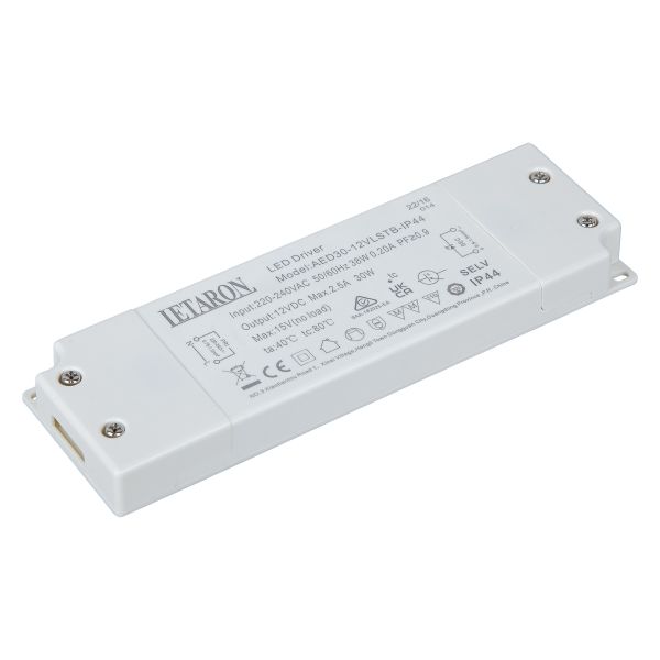 Customized LED Solution Waterproof Led Driver Ip44 30W 12V Letaron Bathroom Mirror 16.5mm Slim LED Driver