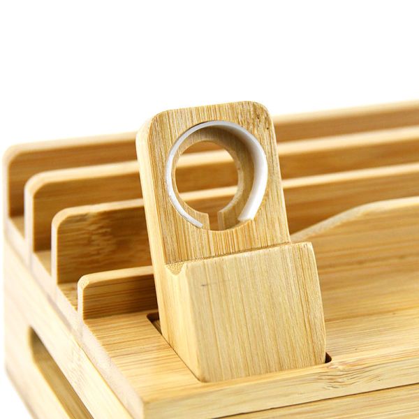 Бамбуковая деревянная стойка зарядной станции подгоняла