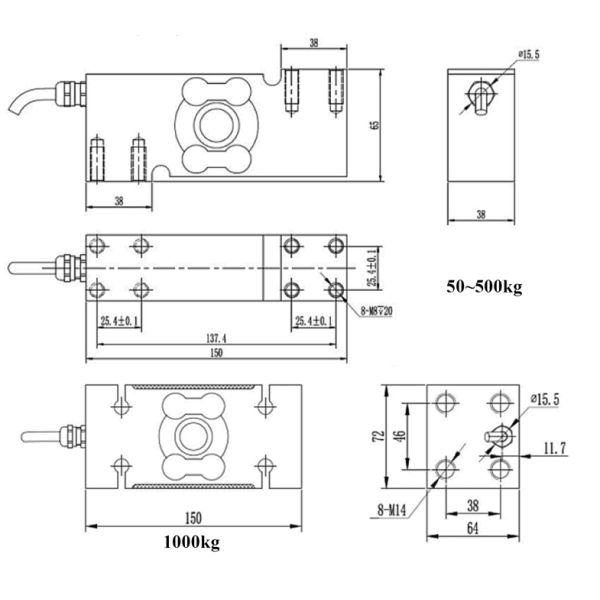 Stainless Steel Load Cell 50-1000kg For Pharma Food Processing WL-122