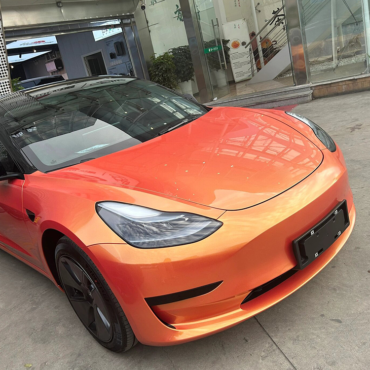 Matte Diamond Gold Orange Reflective Car Stickers Car Interior Vinyl Wrap Vehicle Wraps Vinyl Flim Roll Pvc Car Stickers