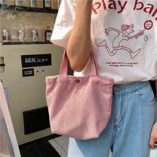 ARTSY CORDUROY BAG CASUAL PORTABLE MINI LADIES CLUTCH BAG VINTAGE CLOTH BAG BENTO BAG