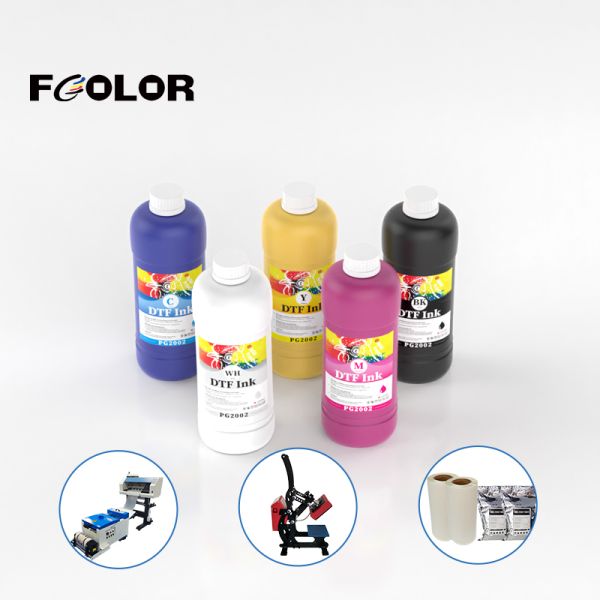 Fcolor High Quality Wholesale CMYK White Color 1000ML DTF Pigment Ink for Digital T-Shirt Transfer Printing