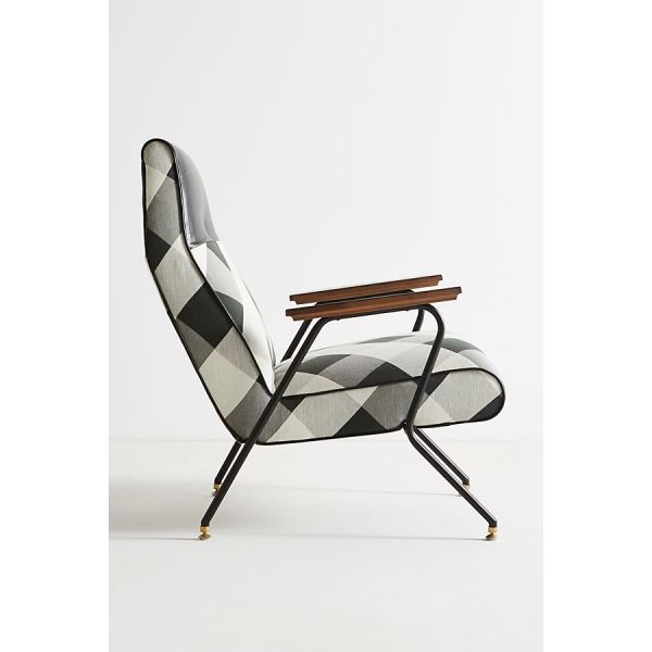 Maura Printed Quentin Fiberglass Lounge Chair With Leather Headrest