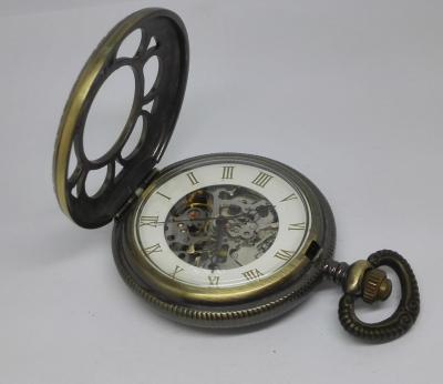 Mechanical Automatic Gold Pocket Watches Single Cover Skeleton For Men