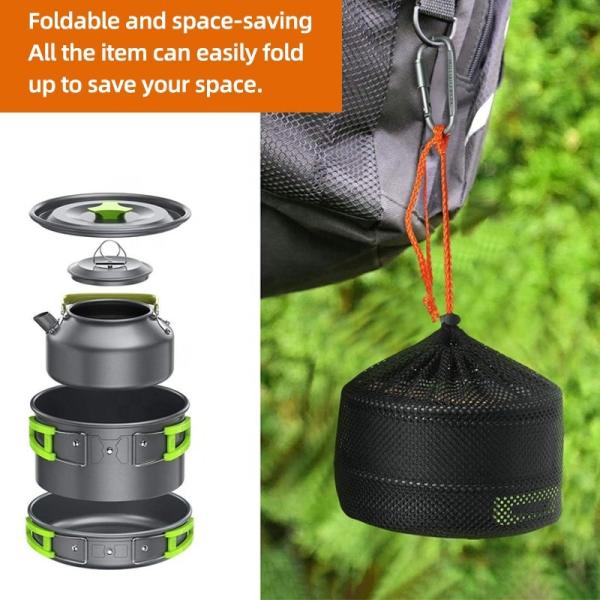 Best Selling Picnic Cookware Soup Pot Non-stick Camping Cookware Sets Aluminium Outdoor Cooking Pot Set With Storage Bag