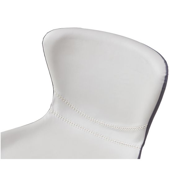 Gray Leather Padded Dining Chairs Without Armrest