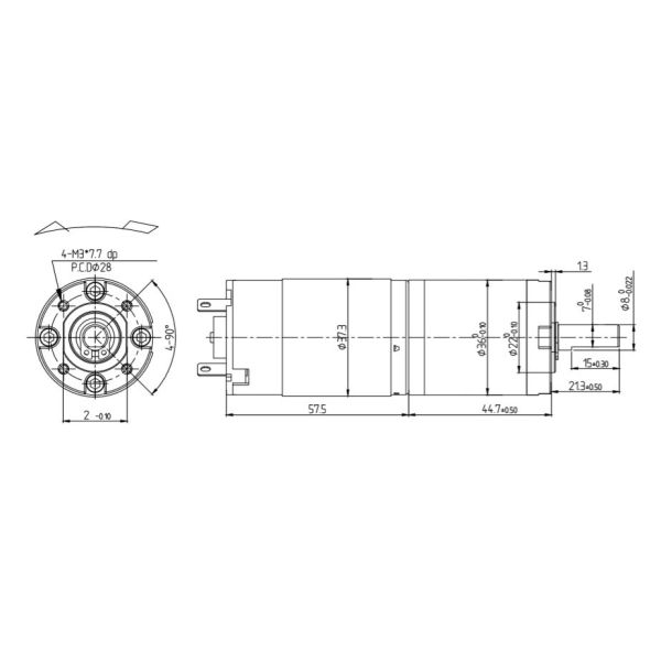 12V/24V 42mm 32W/40W Long Shaft Planetary Gear DC Electric Motor