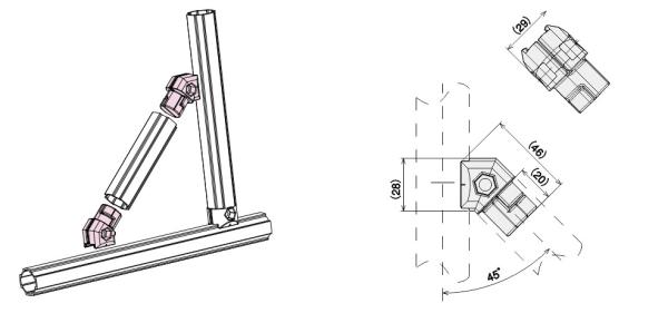 ADC-12 Aluminum Tube Fitting AL-13 45 Degree Fixed Support Female Fitting