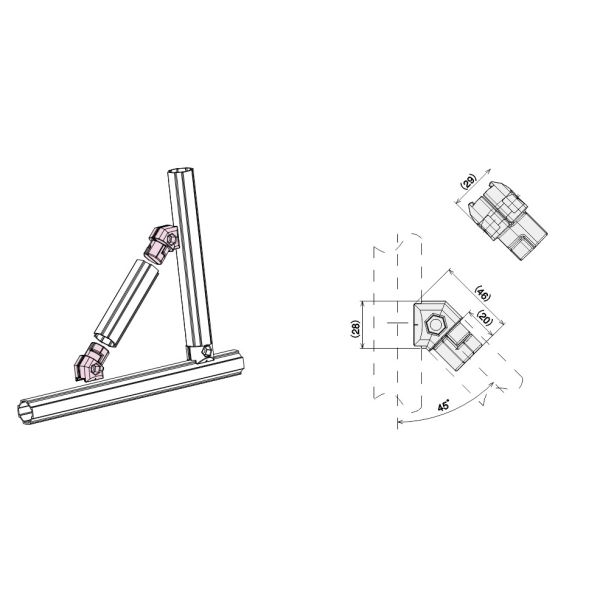 ADC-12 Aluminum Tube Fitting AL-13 45 Degree Fixed Support Female Fitting