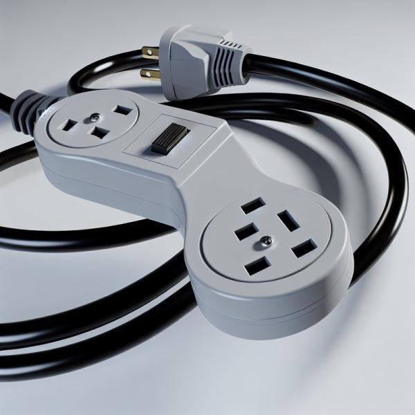 2Ft 1 NEMA 5-15P To 2 NEMA 5-15R US Power Extension Cord Y Splitter With Switch