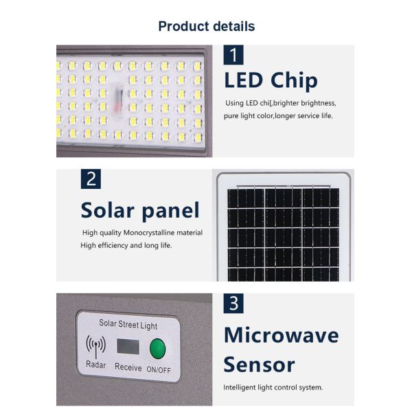 Уличный свет 50w на открытом воздухе наивысшей мощности ABS IP65 солнечный 100w 150w 250w
