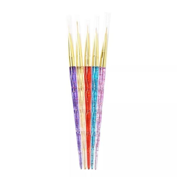 Professional Nylon Brush 5 Colors Acrylic Liner Nail Drawing Pen for Detail Design