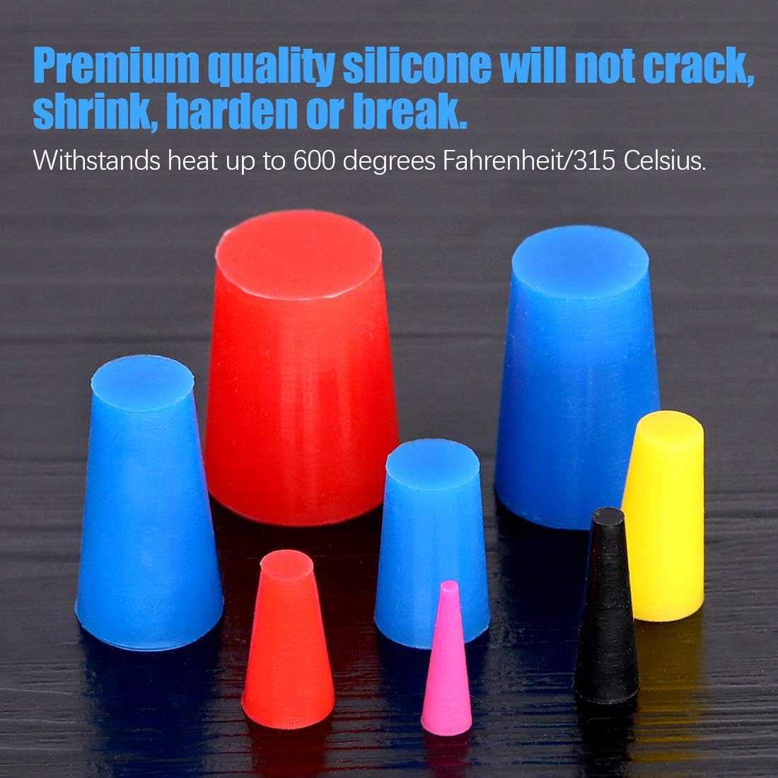 8 Sizes High Temp Silicone Rubber Stoppers Protective Tapered Plug Assortment Moulding and Silicone Material Processing