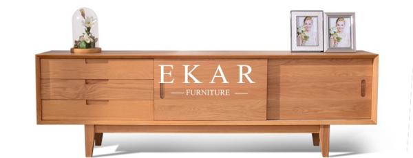 Nordic Simple Sliding Doors New Model Oak Wood Modern TV Stand