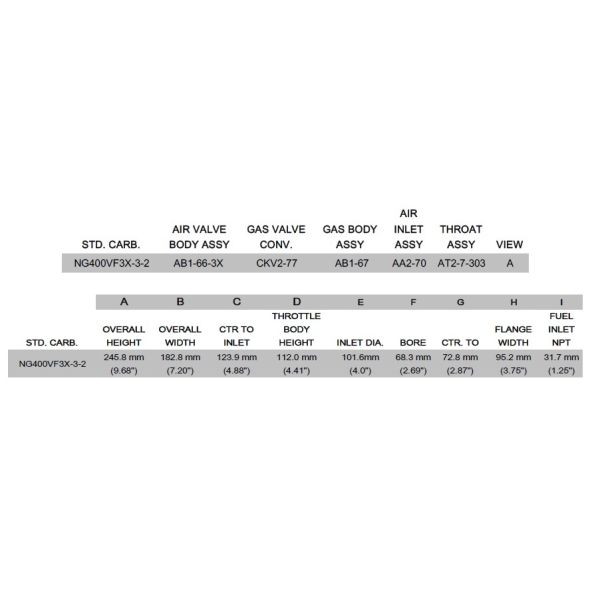 Natural Gas 500CFM NG400VF Air Control Valve Carburetor