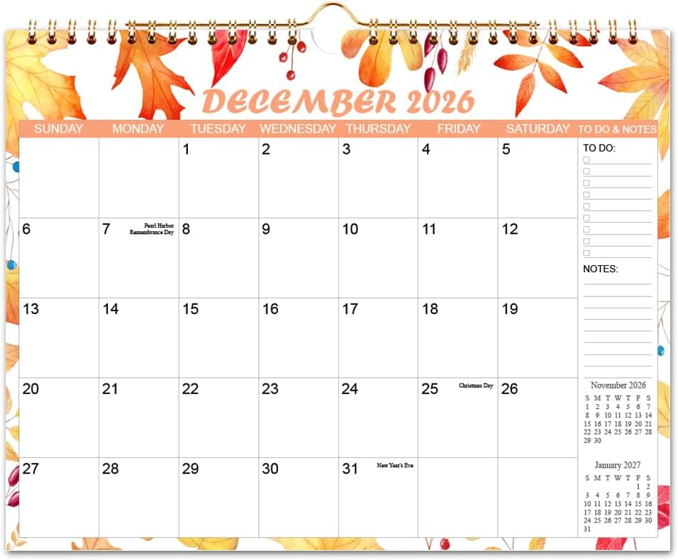 Monthly Hanging Wall Calendars With Twin Wire Binding For Home And Office