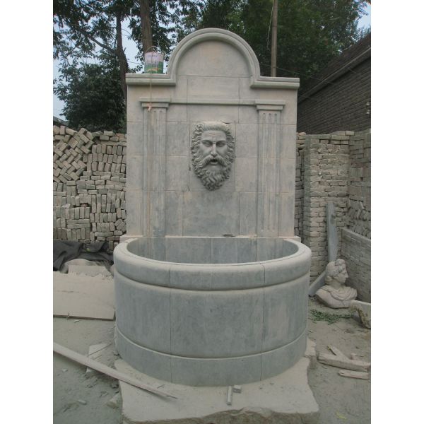 Antique Lion Head Stone Marble Water Wall Fountain Outdoor