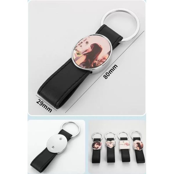 Custom Leather Strap Sublimation Key Chain DIY Printing Photo Metal Keychain Gift