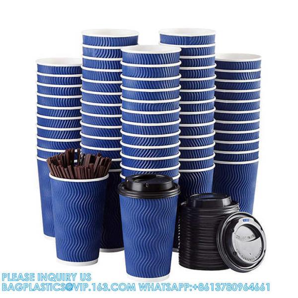 Christmas Disposable Coffee Cups 12 Oz Insulated Ripple Wall Cup With Lid, Xmas Disposable Coffee Espresso Cups