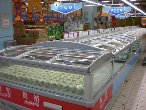 Big Shopping Mall Supermarket Island Freezer Remote Cooling System Combine Type