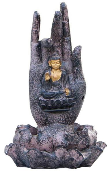 Small Polyesin Lord Buddha Statue Water Fountain , Buddha Seated On Lotus