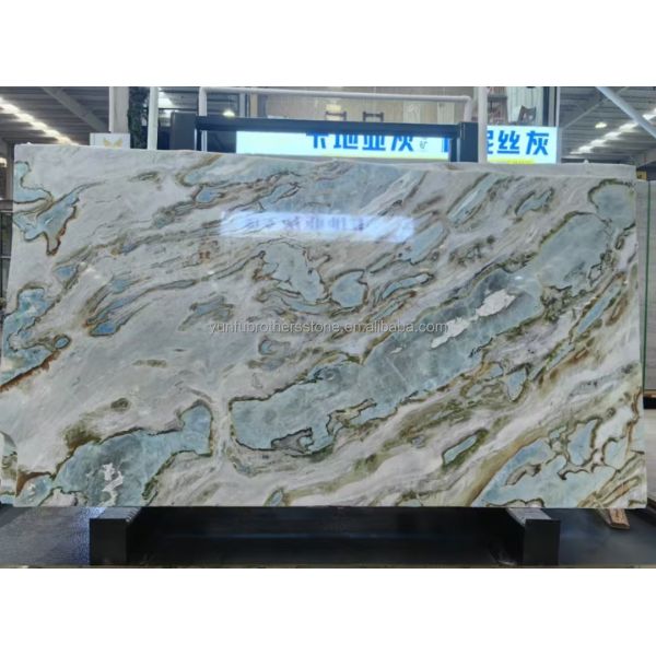 Maldives Blue Luxury Stone Translucent Polished Big Slab for Hotel Dining Table Set