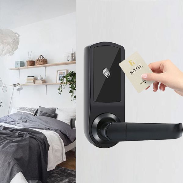 Black Mifare Hotel Smart Door Locks 1.5V Hotel Key Card Lock