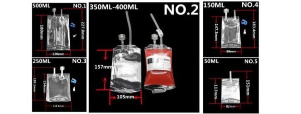 Saco de empacotamento da bebida do suco de fruto do saco da bebida dos sacos do sangue do vampiro, partido de Dia das Bruxas para o porto duplo IV do saco da bebida da energia do sangue