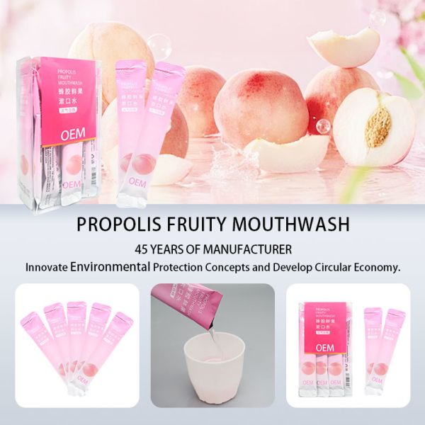 Custom Probiotic Mouthwash Peach Flavor Cleanses Oral Cavity Portable Disposable Mouthwash for Outdoor Use