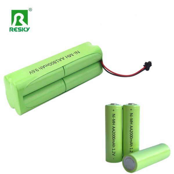 Rechargeable Ni-Mh Cylindrical Batteries AA 9.6v 8s 1800mAh Power Battery Packs 