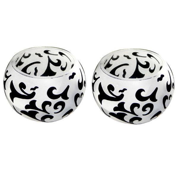 Printed Glass Hurrcane Candle Holders