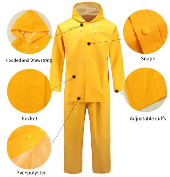Yellow Safety Raincoat Reflective Pvc Polyester Raincoat Workwear