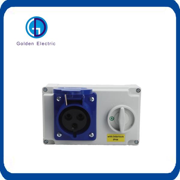 White IP67 63A Interlocked Socket Customization Small Size With Switch 3pins