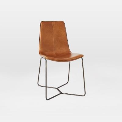 Brown PU Leather Dining Room Chairs Restaurant Industrial Leisure Metal Leg