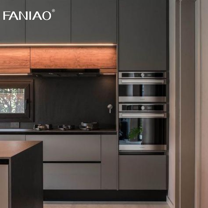 Кухонный шкаф на заказ Вилла Современный Серой Промышленный дизайн Кухонный шкаф с островом