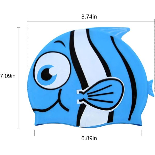 Reversible Children's Swimming Caps Eco Friendly Customizable Fish Swimming Hat