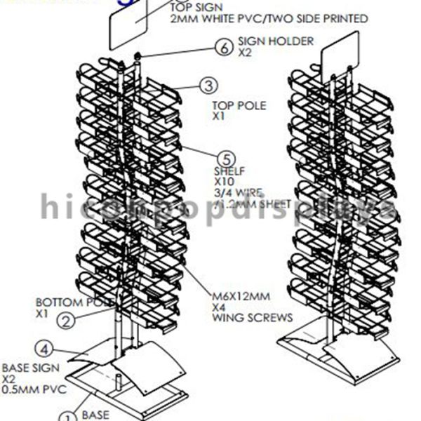 Custom Black Metal Display Racks Free standing Style For Cap Stores