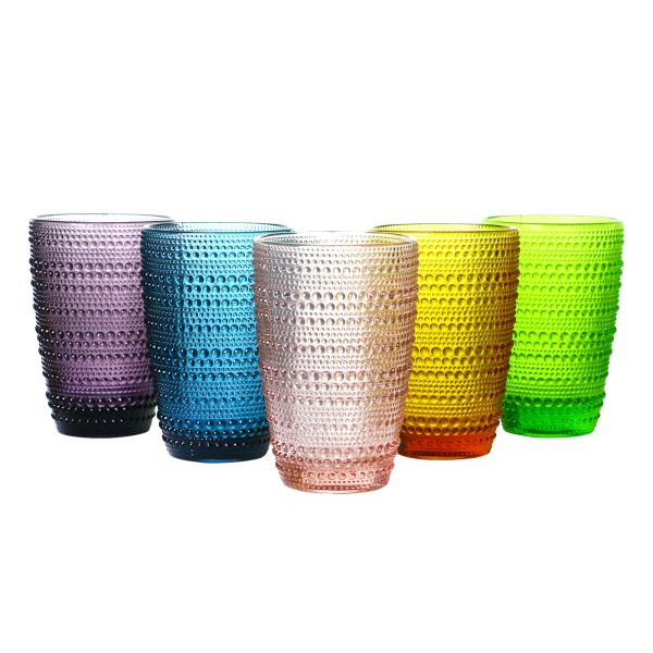 150mm Crystal Solid Colored Vintage Highball Glasses , 370ml Colored Highball Glasses