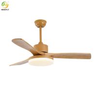 luz de madera de la fan de techo de la cuchilla de 50W LED Smart con teledirigido