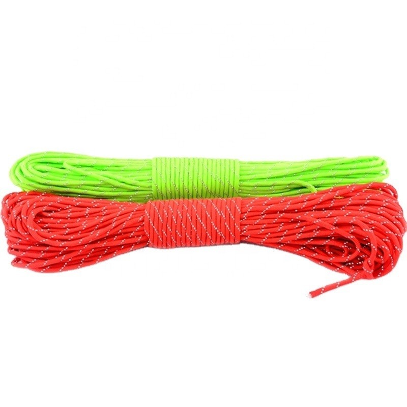4mm Diameter Reflective 7 Strand Paracord 100FT Polyester 550 Parachute Cord Rope