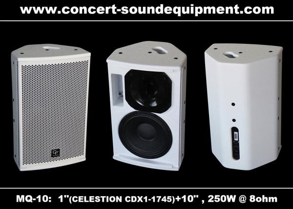Pro Sound DJ Equipment / 1+10 Full Range 250W White Plywood Speaker For Installation
